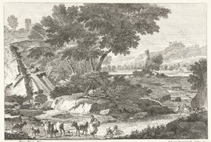 Landscape with Shepherds and Cattle by a Waterfall Italian Landscapes (series title)