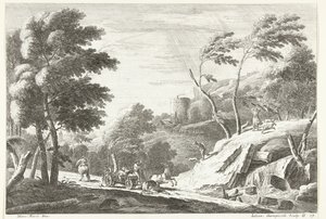 Landscape with Thunderstorm and Frightened Animals by Small Waterfall Italian Landscapes (series title)