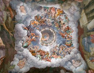 Zeus Surrounded by Other Gods of Olympus Throwing Lightnings Against the Giants and Destructing Them, Chamber of the Giants
