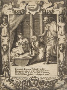 Juno Persuading Athena to Nurse the Young Hercules, Set Within an Elaborate Frame, ca. 1531-76