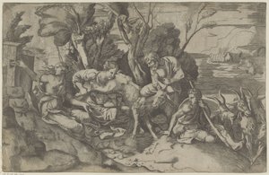 Jupiter Nursed by the Goat Amalthea by Giulio Bonasone