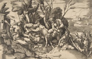 Jupiter Suckled by the Goat Amalthea by Giulio Bonasone
