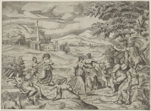Mercury Tells the Story of Pan and Syrinx by Giulio Bonasone