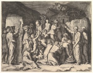 Moses Telling the Israelites to Gather the Manna and Moses Striking the Rock by Giulio Bonasone
