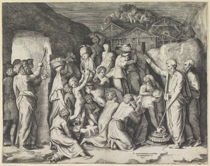 Moses Commands the Israelites to Gather Manna and Moses Strikes Water from the Rock by Giulio Bonasone