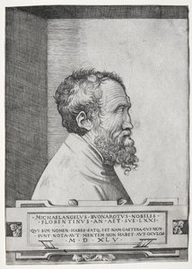 Portrait of Michelangelo in Profile Facing Right