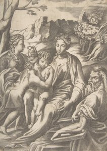 The Holy Family with Mary Magdalene and John the Baptist who Embraces Christ, 1543