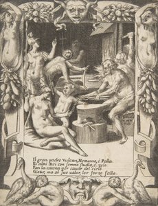 Vulcan, Neptune, Athena and Other Gods Making Shackles to Pull Jupiter from the Heavens