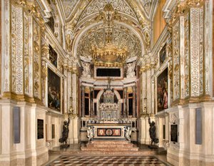 Chapel of the SS Sacramento, Francesco Dattaro Project, Decoration by Giovanni Battista Cambi, Ancona of SS Giulio Campi, Renewal Project Malosso