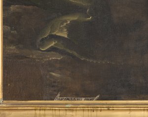 Signature, Virgin Mary with Child and Saint Firmus and Saint Rusticus (detail)
