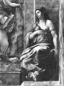 Clemency, One of the Two Virtues Surrounding Pope St. Clement I (1-97) Raphael Rooms (detail)