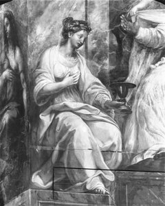 Faith, Surrounding One of Two Allegorical Figures Surrounding Pope Sylvester I (314-35) Raphael Rooms (detail)
