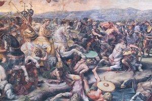The Battle at the Milvian Bridge (detail) by Giulio Romano