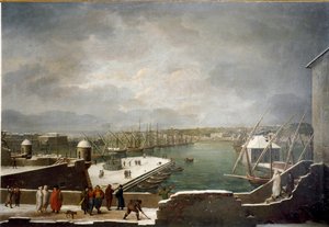 View of the Port of Genoa Covered with Snow by Giuseppe Bacigalupo