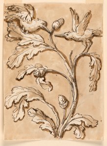 Two Birds in Foliage with Seed Pods by Giuseppe Barberi