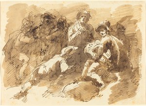 A Convivial Gathering with a Man Playing a Hurdy-Gurdy by Giuseppe Bernardino Bison