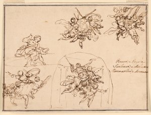 Sketches for wall paintings: Arts and Sciences by Giuseppe Bernardino Bison