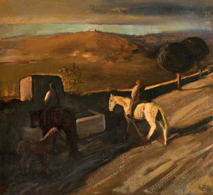 White horse at the watering hole