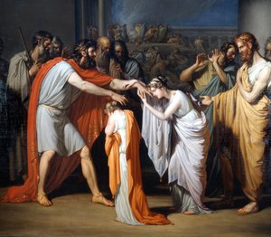 Blind Oedipus Meets His Daughters