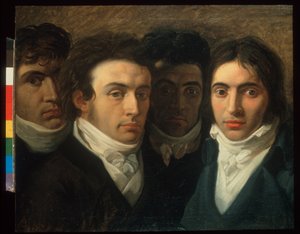 Self-portrait with Felice Bellotti, Gaetano Cattaneo and Carlo Porta