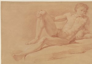 Study of a Half-Reclining, Half-Sitting Boy