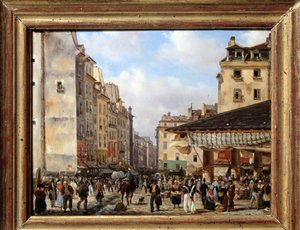 Les Halles and rue de la Tonnellerie in 1828: view of Paris in the 19th century
