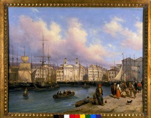 View of the port of Trieste by Giuseppe Canella