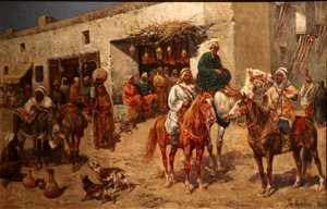 Cavaliers in Front of an Antique Shop by Giuseppe Gabani