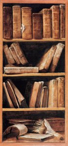 Still Life with music books. Painting by Giuseppe Maria Crespi dit lo Spagnolo 1715