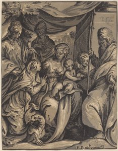 The Virgin and Child with Saints by Giuseppe Nicolo Vicentino, after Camillo Boccaccino