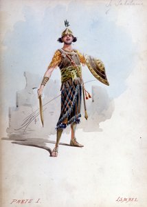 Costume of Ismael, the nephew of the king of Jerusalem by Giuseppe Palanti in the opera of Giuseppe Verdi, Nabucco first called Nabucodonosor. Musée de la Scala