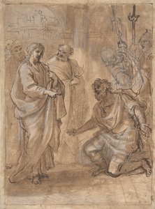Christ and the Centurion (recto), Figure Waving to Departing Ship (verso) by Giuseppe Passeri