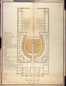 Original Drawing of the Interior Architecture of the Teatro alla Scala by Giuseppe Piermarini