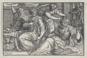 Lucretia Instructing Her Daughters in Needlework by Giuseppe Porta