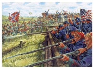 American Civil War: Battle Between the Grey and the Blue - Illustration by Giuseppe Rava by Giuseppe Rava
