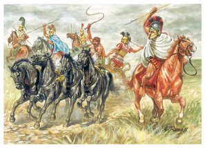 Ancient Greece: Greek Cavalry Soldiers and Tank - Illustration by Giuseppe Rava