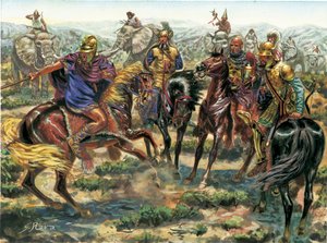 Ancient Rome: Ampsicora rebellion against Rome in 215 BC (illustration by Giuseppe Rava)