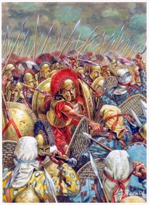 Battle of the Thermopylae: The Spartan army commanded by Leonidas I fighting alongside the Greeks against the Persians in 480 BC by Giuseppe Rava