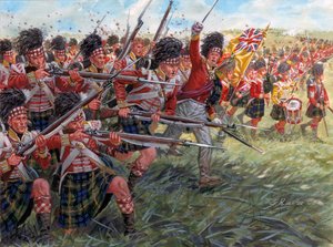 First Empire: The Charge of the Scottish Infantry at the Battle of Waterloo by Giuseppe Rava
