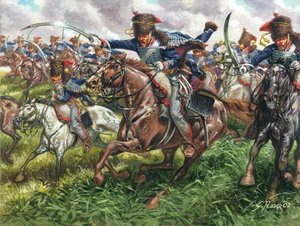 Charge of the 15th Regiment of British Dragoons at the Battle of Waterloo on 18th June 1815 (Illustration by Giuseppe Rava) by Giuseppe Rava