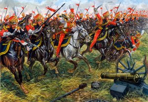 2nd Regiment of Light Cavalry Lancers of the Imperial Guard of Napoleon I at the Battle of Waterloo (Illustration) by Giuseppe Rava