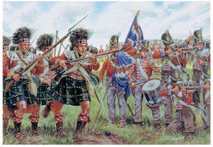 Scottish and British Soldiers at Battle of Waterloo on 18th June 1815 (Illustration by Giuseppe Rava)