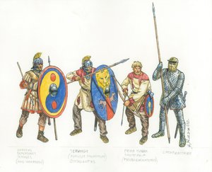 Roman Army: legionary auxiliary archer and cataphract