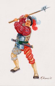 A Landsknecht German mercenary pikemen (Illustration) by Giuseppe Rava