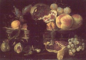 A Basket of Fruit and a Plate of Fruit by Giuseppe Recco