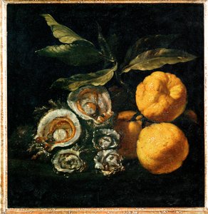 Still-life with oysters and quince by Giuseppe Recco