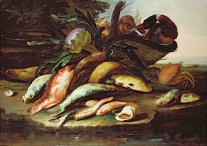 Still Life with Dead Fish and Game by Giuseppe Recco