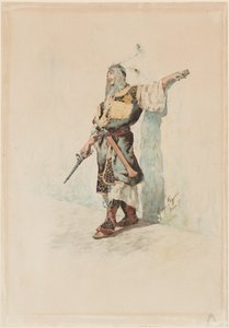 A Moorish Soldier before a Sunlit Wall by Giuseppe Signorini