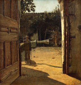 Courtyard in sun, interior of country house