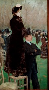 The races at the Bois de Boulogne by Giuseppe or Joseph de Nittis
